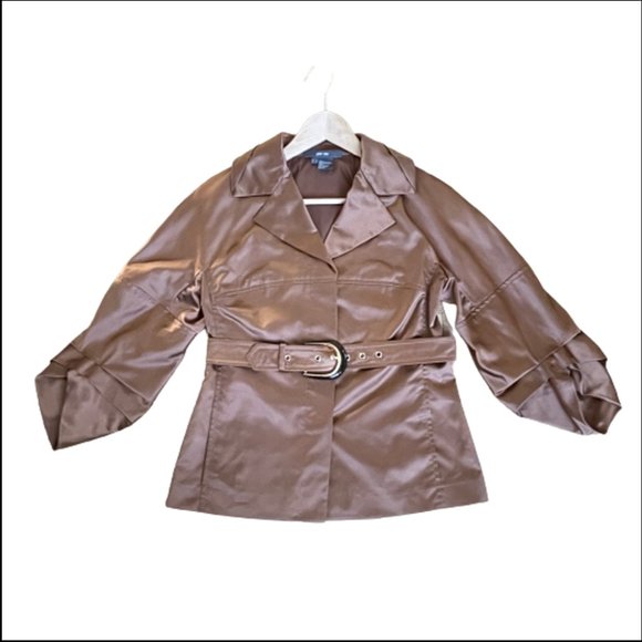 Per Se Jackets & Blazers - Copper Per Se 3/4 Wide Sleeve Collared Belted Blazer Jacket